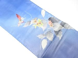 アンティーク　作家物　手描き　蝶に草花模様袋帯（材料）